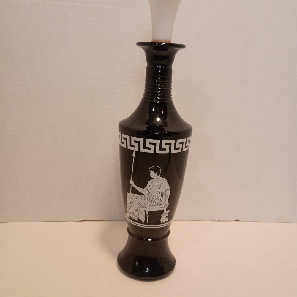 1960 JIM BEAM Liquor Decanter Blue/White Grecian Motif